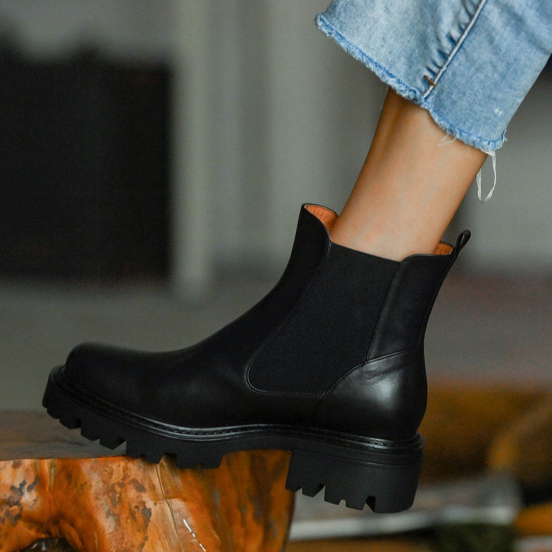 Women's Martin Boots With Square Heel Platform Ankle Boots