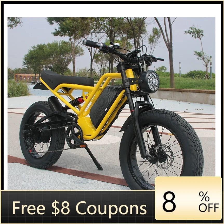 STLF US Ready Stock Akez Cafe Racer Electric Dirt Pit Mountain E Bike 1500W Fat Tires Ebike Electric Cruiser Adult USA Warehouse
