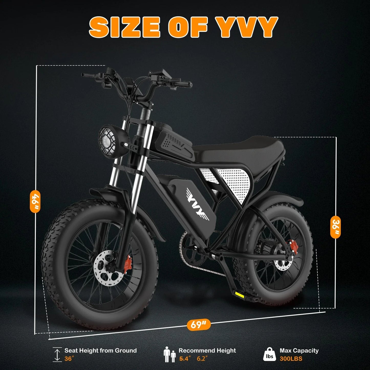 YVY Electric Bike for Adults 1500W 48V 20AH E-Bike 20"x4.0 Fat Tire Mountain Electric Bicycle Dirt Bike Electric Commute Bicycle