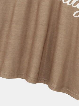 Women Letter & Side  Stripe Print V-Neck Casual Blouse