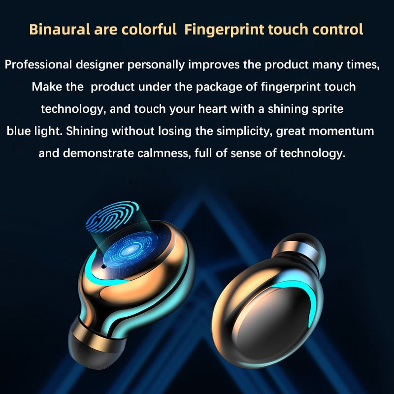 Oringinal F9-V5.0 Bluetooth 5.0 Earphones TWS Fingerprint Touch Headset HiFI Stereo In-ear Earbuds Wireless Headphones for sport