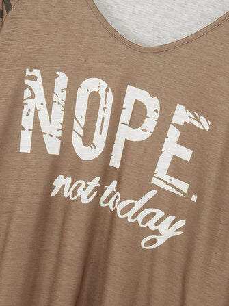 Women Letter & Side  Stripe Print V-Neck Casual Blouse