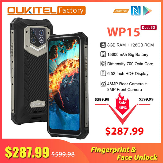 OUKITEL WP15 Smartphone Octa Core Android 11 6.5 Inch HD+ 48MP Camera