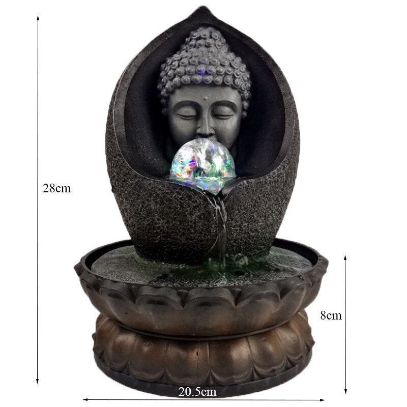 Indoor Running Water Fountains Handmade Buddha Statue Desktop Waterfall Fountain Office Feng Shui Fortune Ornaments Home Decor