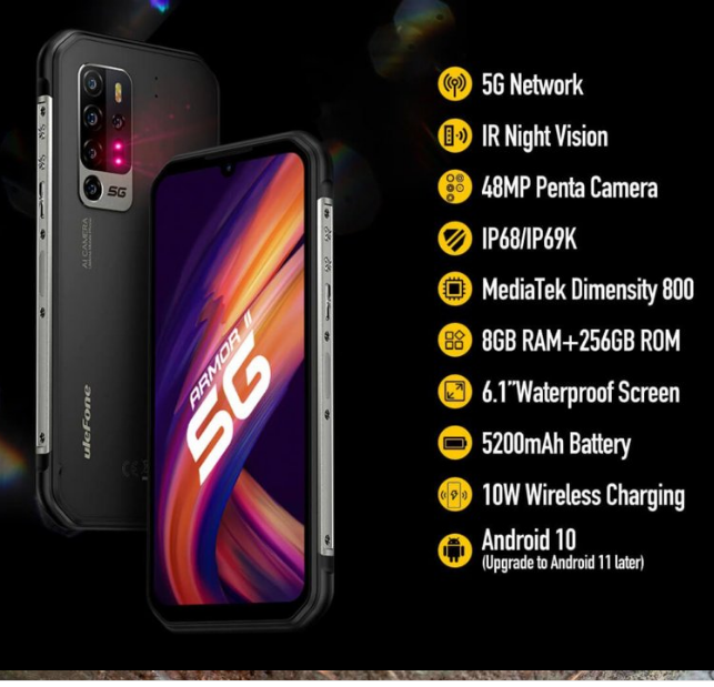 Ulefone Armor 11 5G Rugged Phone IP68 Waterproof6.1 Inch Android 10