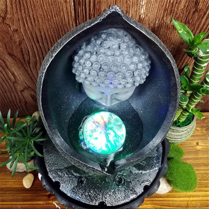 Indoor Running Water Fountains Handmade Buddha Statue Desktop Waterfall Fountain Office Feng Shui Fortune Ornaments Home Decor