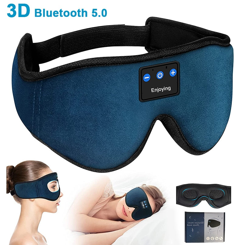 Sleep Headphones 3D Bluetooth 5.0 Headband Wireless Sleep Artifact Breathable Music Eye Mask Earbuds for Side Sleeper Air Travel